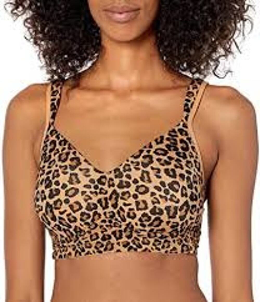 Rhonda Shear Leopard Bra Women's Molded Cup Bra Size M Animal Print Pullover